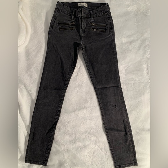 MADEWELL Denim | Faded Black | Skinny Skinny | Biker-Moto Zipper Pockets | Sz 26 - Picture 7 of 10